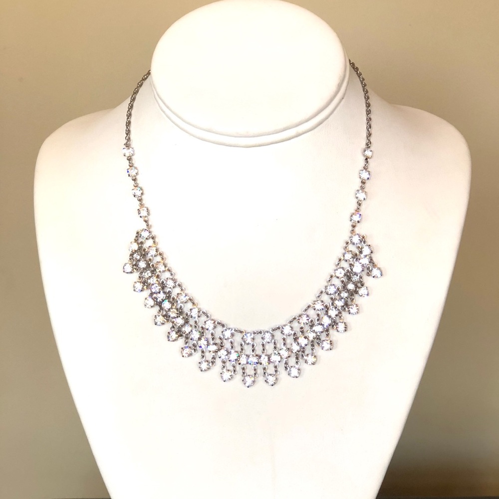 Silver and Clear Vintage Crystal Bridal Necklace